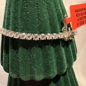 925 sterling silver – moissanite – tennis bracelet – 7″ – 3 mm – 6.00 CTTW NWT